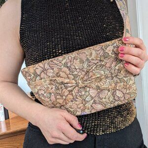 90s Vintage brocade floral clutch bag